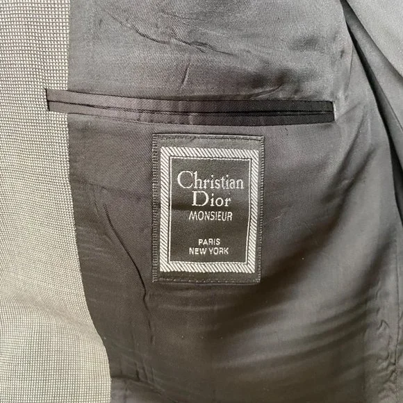 Christian Dior Vintage Monsieur Mens Blazer Size 40R * Black Gray - Picture 4 of 13